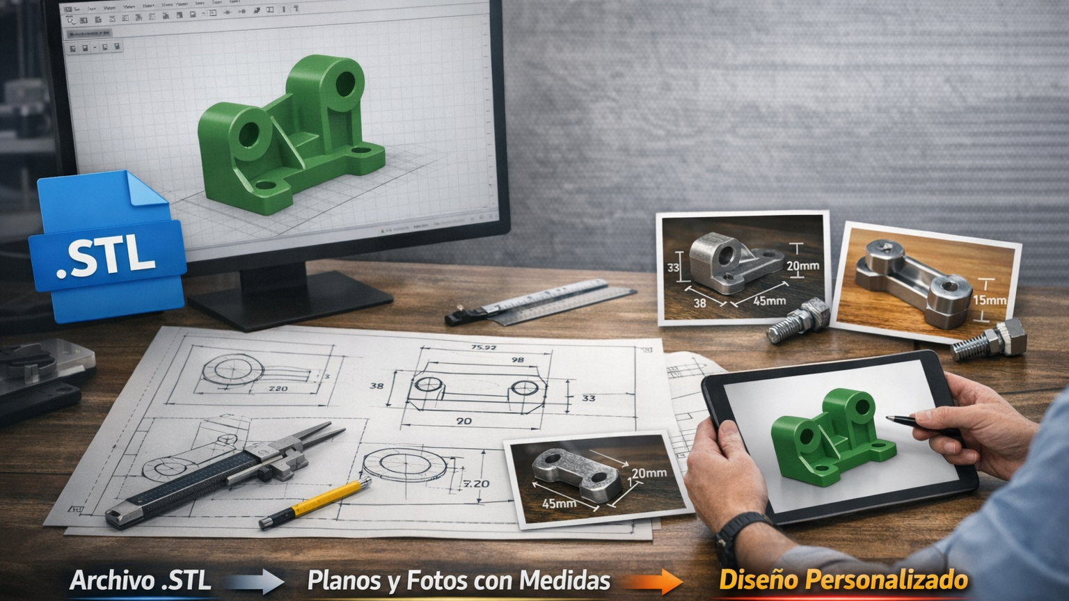 Archivo STL, planos y fotos de referencia para diseño 3D